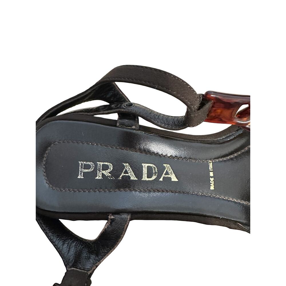 Prada vintage brown platform wedge sandals tortoise chain Y2K 8 - Picture 6 of 10